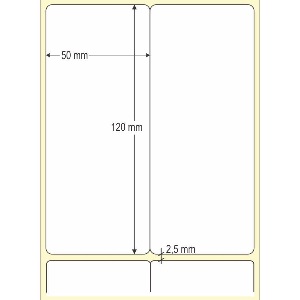 Etiqueta Adesiva em Papel Térmico, 50 x 120 mm x 2 colunas, para Impressoras Térmicas Diretas - 3