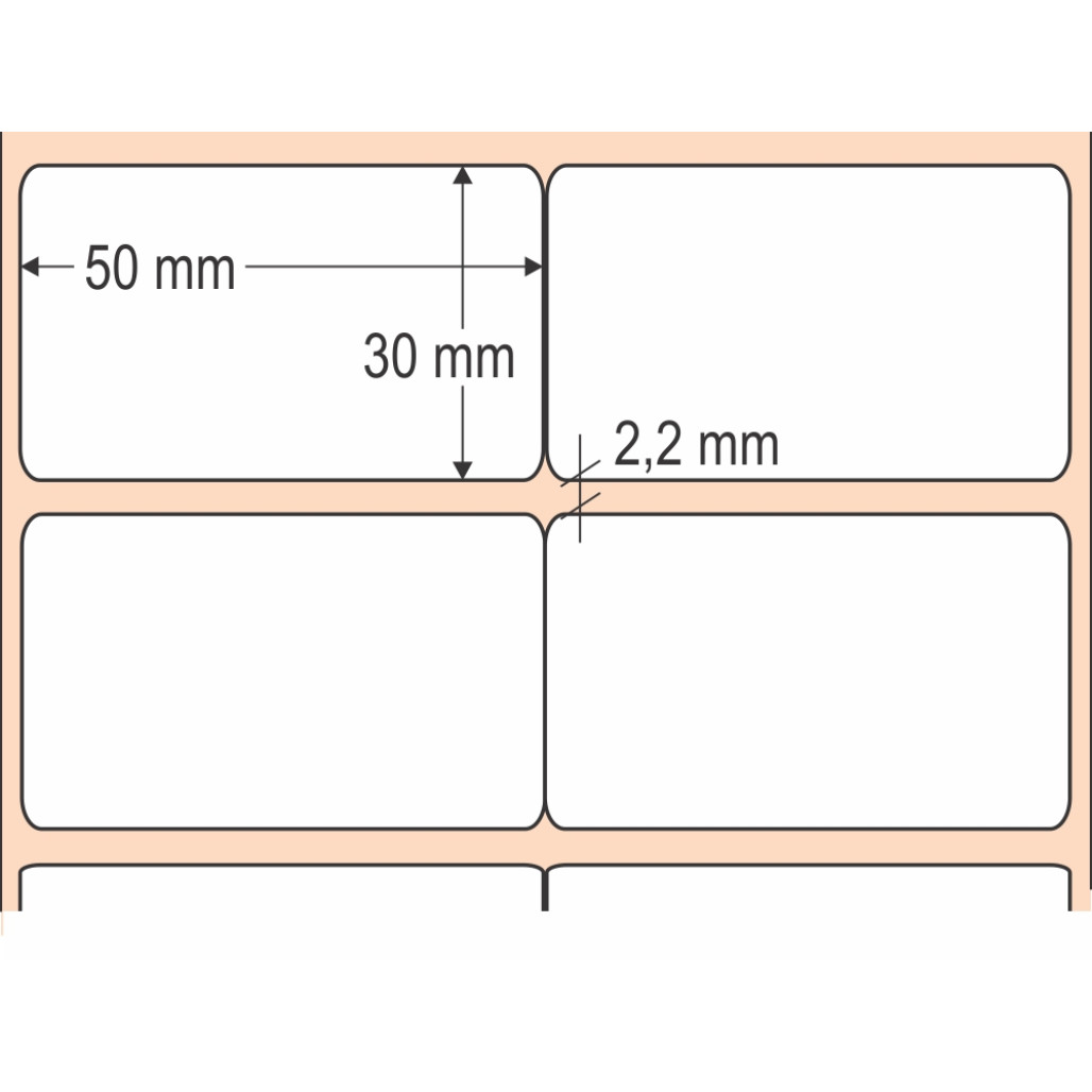 Etiqueta Adesiva BOPP Branco, 50 x 30 mm x 2 colunas, para Impressoras Térmicas - 3