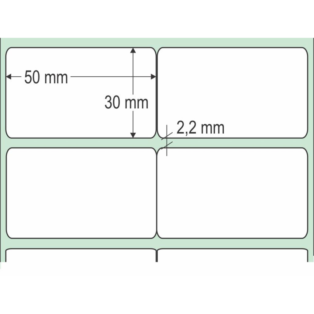 Etiqueta Adesiva Couchê, 50 x 30 mm x 2 colunas, para Impressoras Térmicas - 3