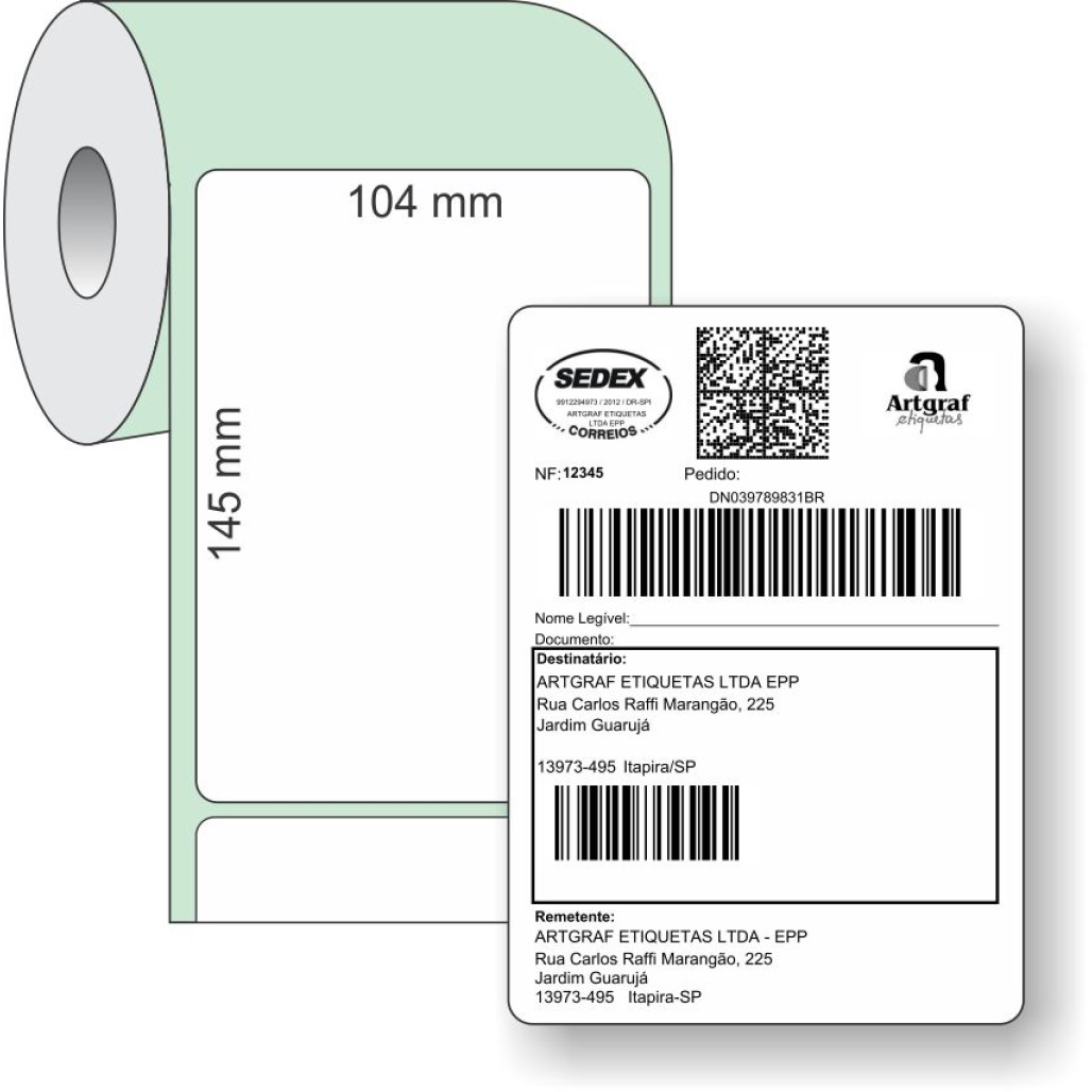 Etiqueta Adesiva Couchê, 104 x 145 mm x 1 coluna, SIGEP WEB CORREIOS,  para Impressoras Térmicas - 2