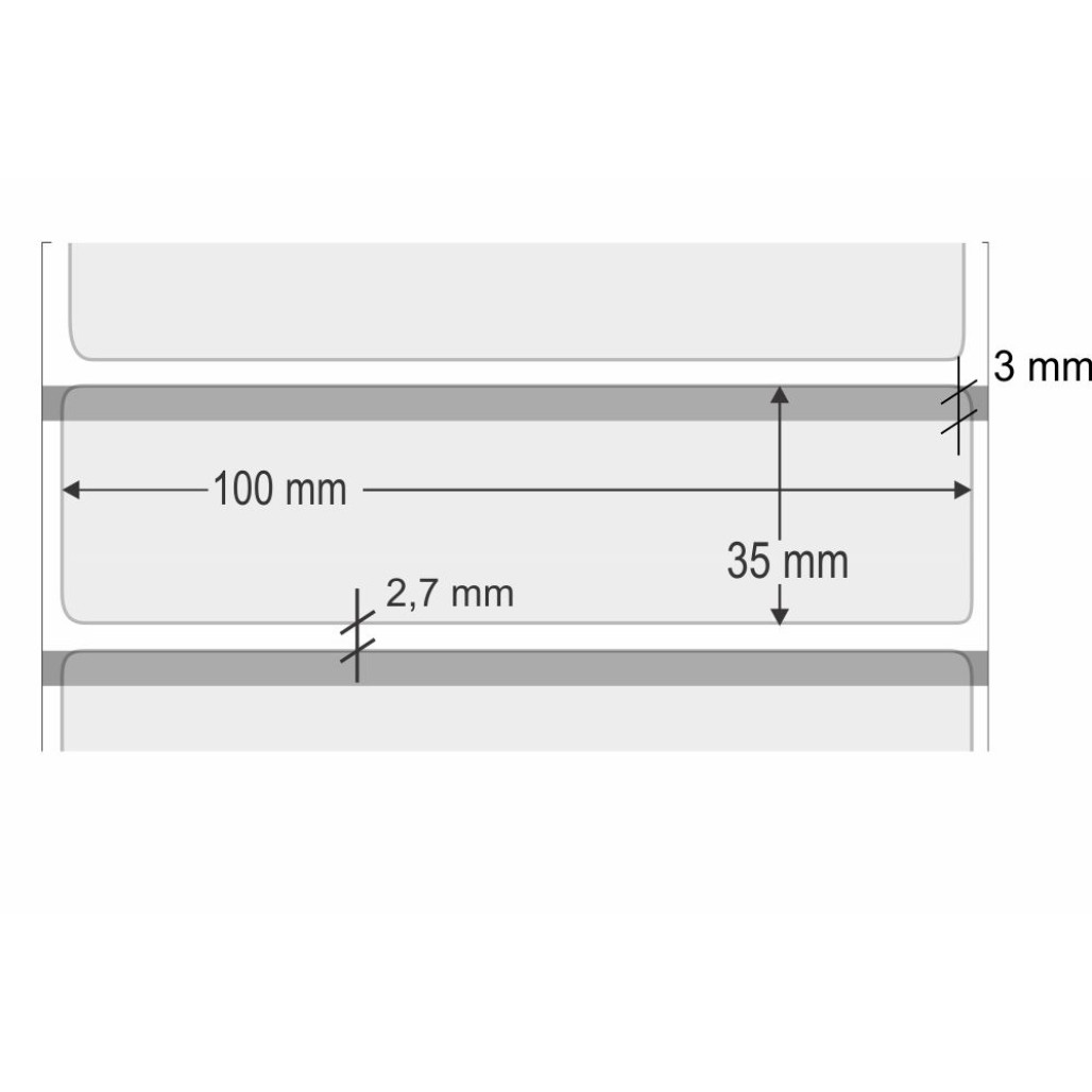 Etiquetas Adesivas BOPP Transparente, 100 x 35 mm x 1 coluna, para Impressoras Térmicas - 2