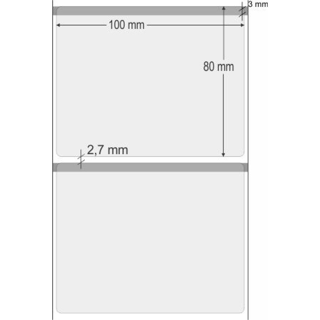 Etiquetas Adesivas BOPP Transparente, 100 x 80 mm x 1 coluna, para Impressoras Térmicas - 2
