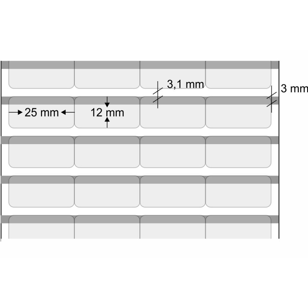 Etiquetas Adesivas BOPP Transparente, 25 x 12 mm x 4 colunas, para Impressoras Térmicas - 2