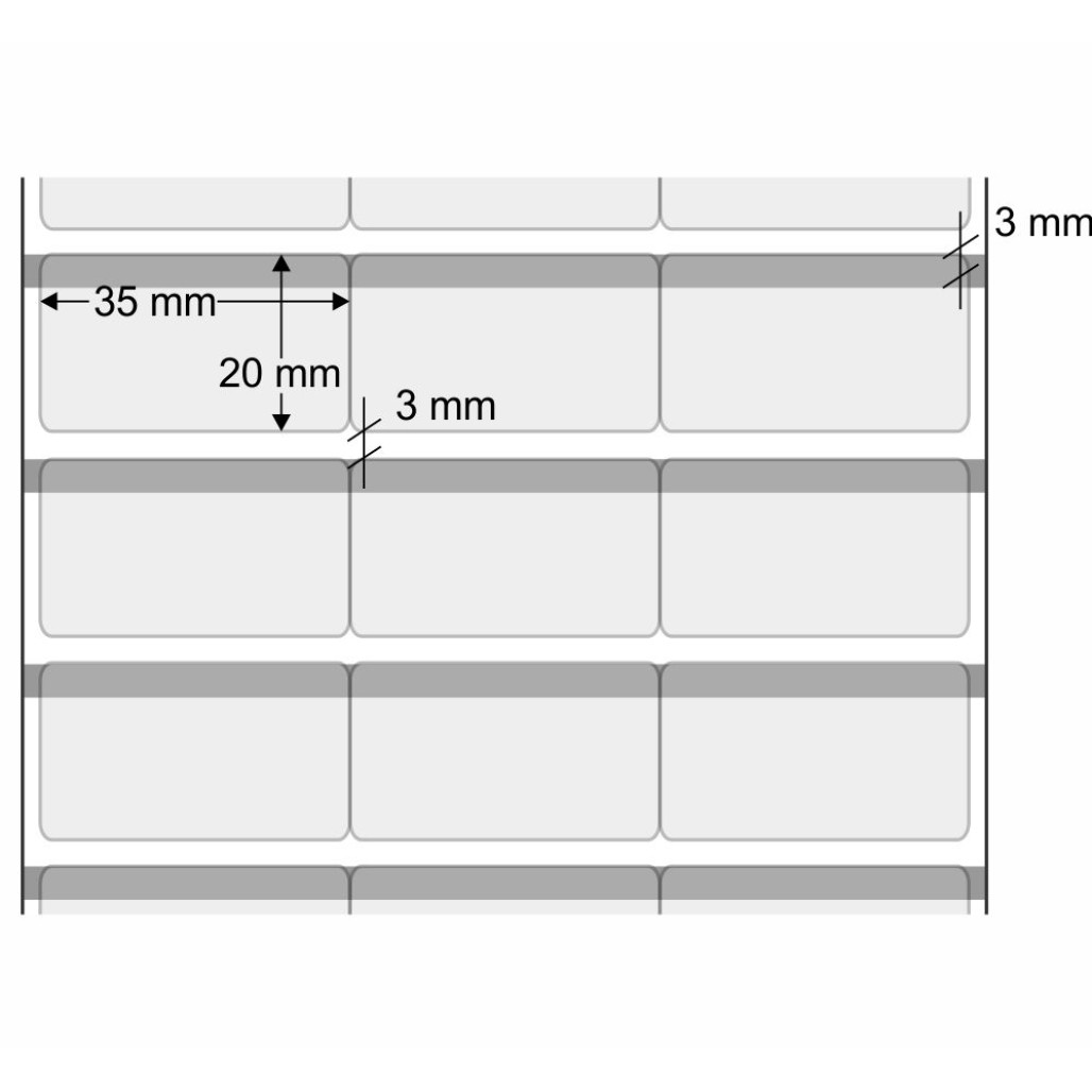 Etiquetas Adesivas BOPP Transparente, 35 x 20 mm x 3 colunas, para Impressoras Térmicas - 2