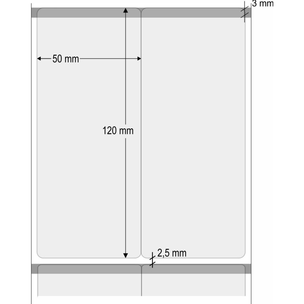 Etiquetas Adesivas BOPP Transparente, 50 x 120 mm x 2 colunas, para Impressoras Térmicas - 2