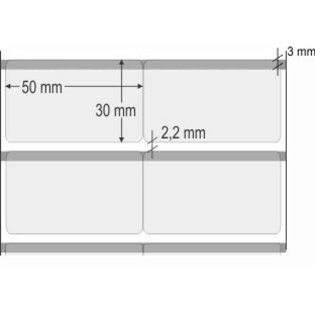 Etiquetas Adesivas BOPP Transparente, 50 x 30 mm x 2 colunas, para Impressoras Térmicas - 2