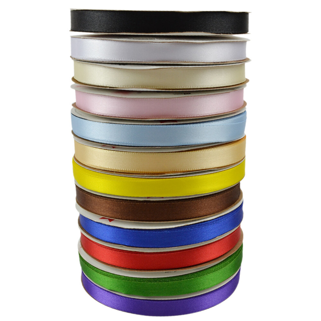Fitas de Cetim Coloridas, 10 mm de largura, sem Impressão