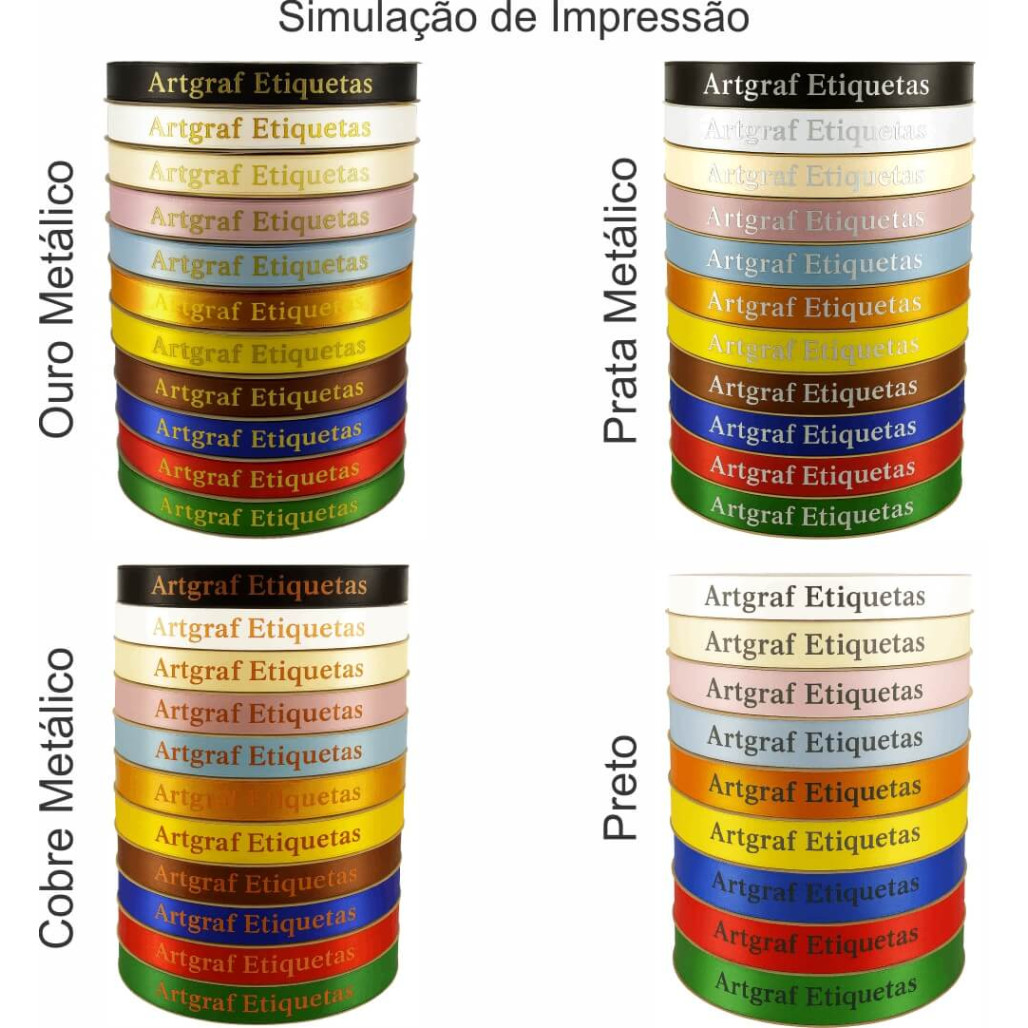Fitas de Cetim, 10 mm de largura, Personalizadas,  Impressão Metalizada, Branca ou em Preto Grafite - 6
