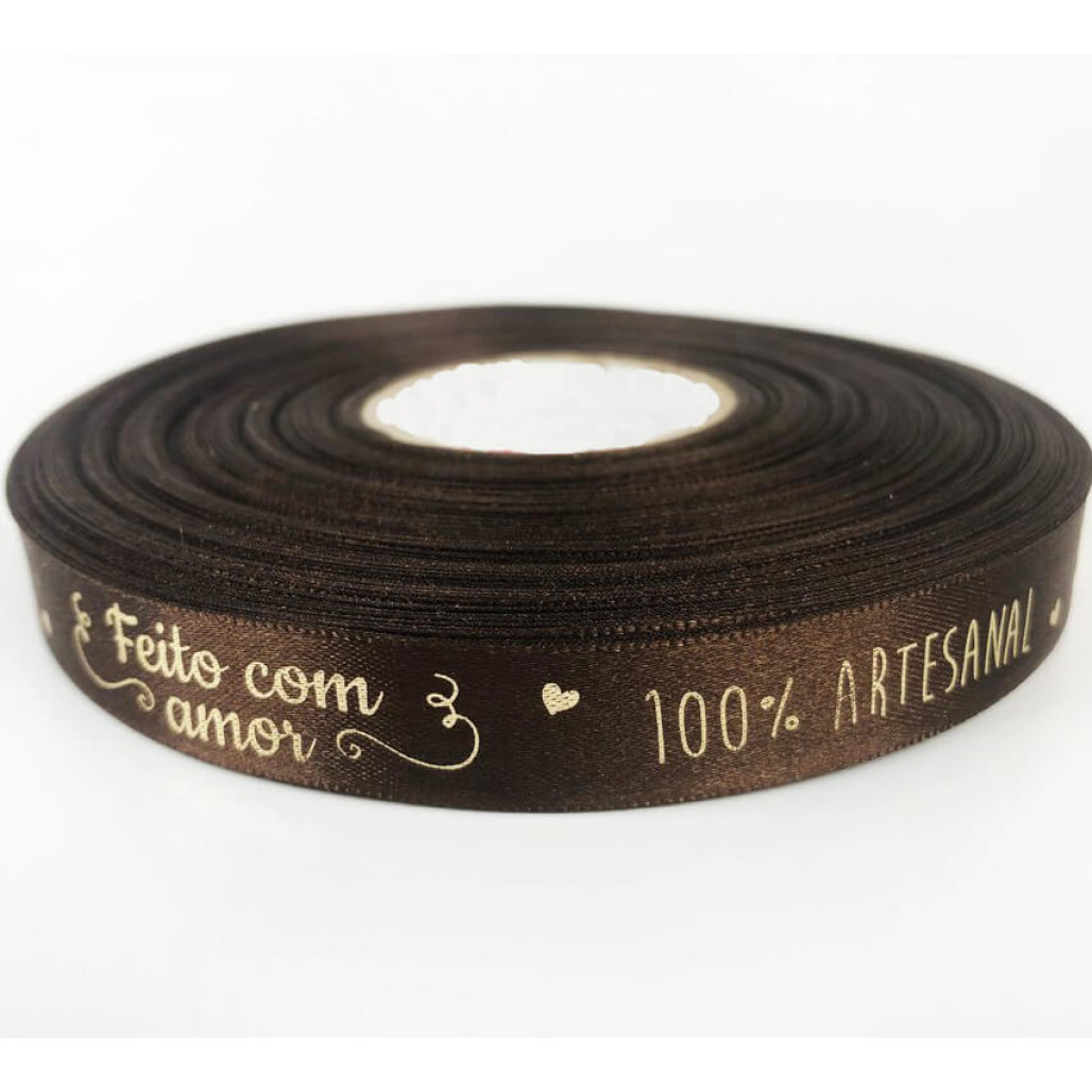 Fitas de Cetim, 10 mm de largura, Personalizadas,  Impressão Metalizada, Branca ou em Preto Grafite - 4