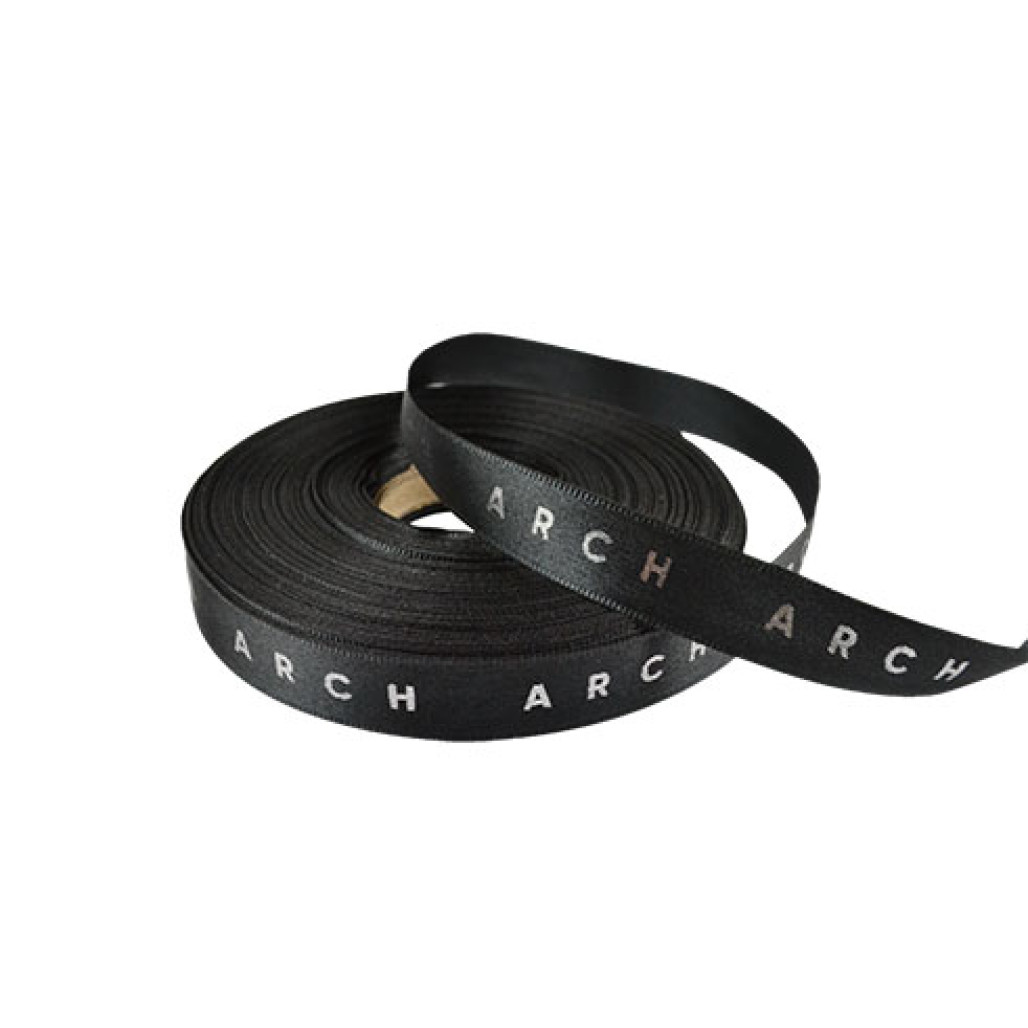 Fitas de Cetim, 15 mm de largura, Personalizadas, Impressão Metalizada, Branca ou em Preto Grafite