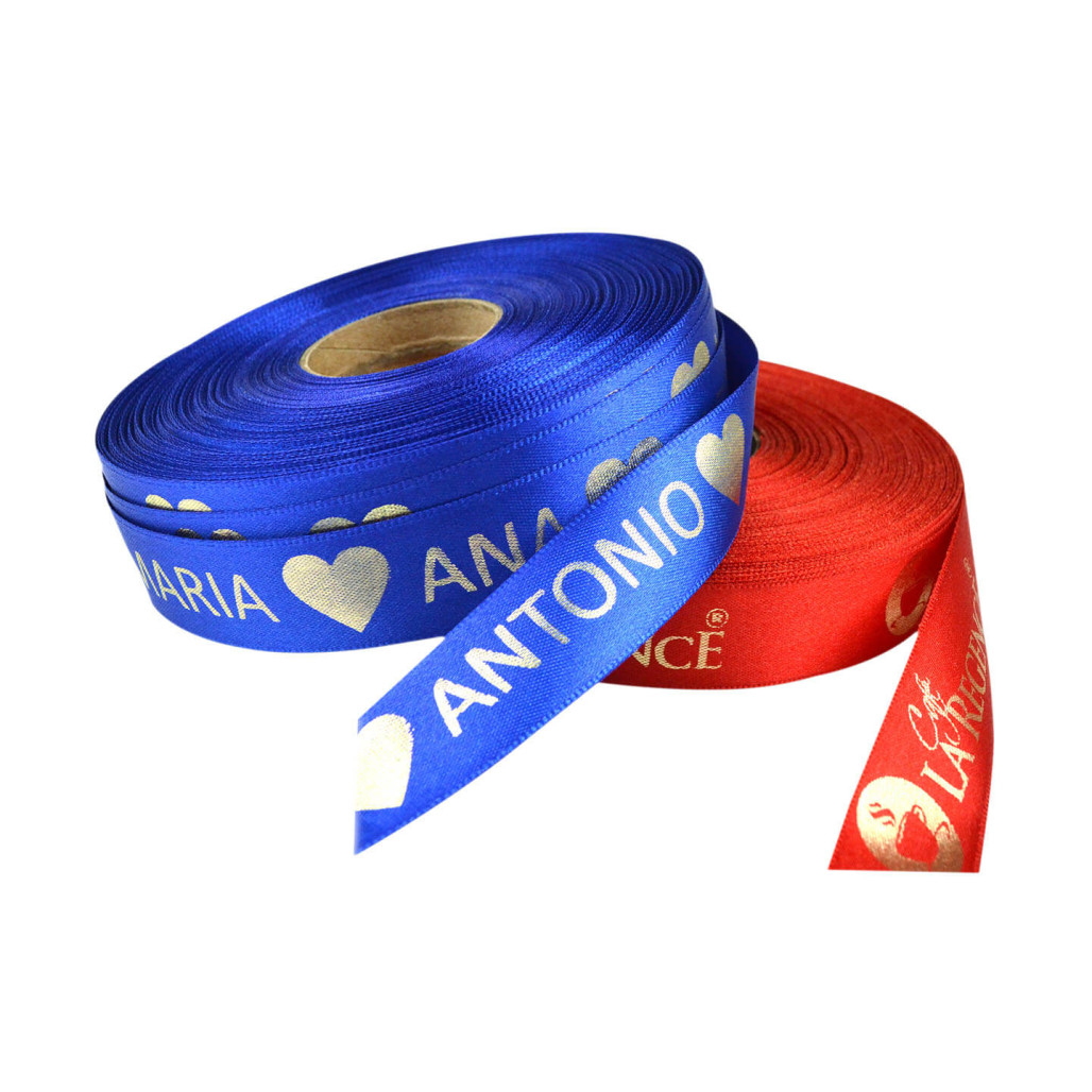 Fitas de Cetim, 22 mm de largura, Personalizadas, Impressão Metalizada, Branca ou em Preto Grafite - 4