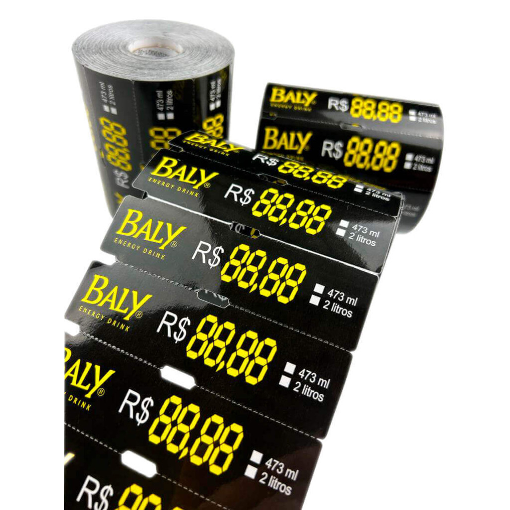 Etiqueta de Gôndola, 110 x 30 mm, Papel Couchê NÃO ADESIVO 150g, Com Opções Personalizadas