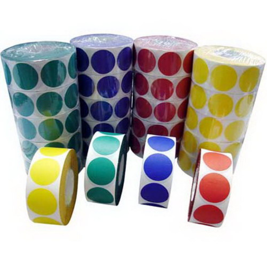 Etiqueta Bolinha Colorida 34 mm, 16 cores diferentes