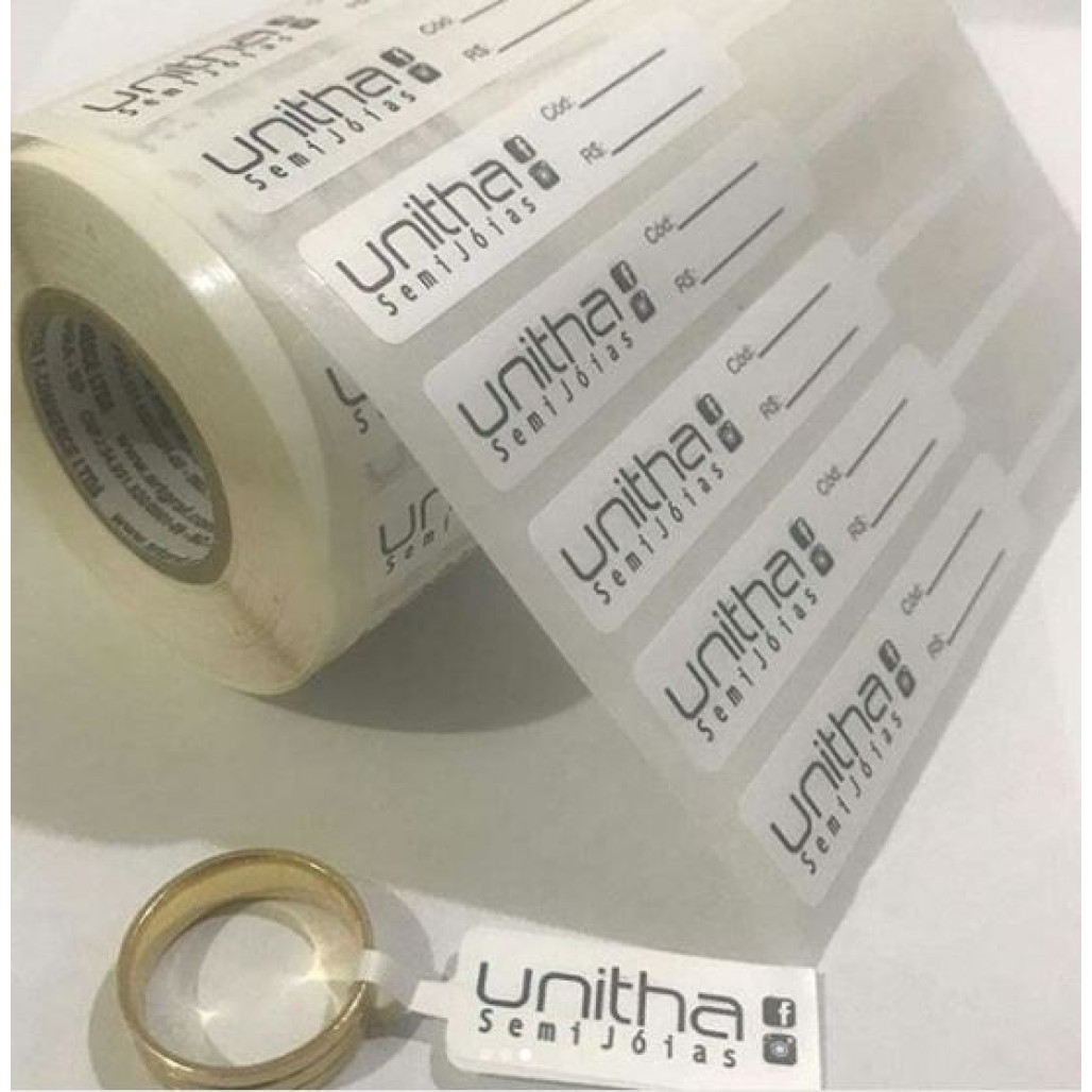Etiqueta 12 x 95 mm, em Filme BOPP ADESIVO, para Joias, com Opções Personalizadas - 4