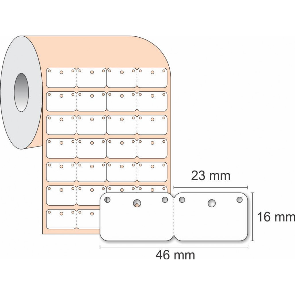 Etiqueta Adesiva Joia Fix para Brincos 16 x 46 mm, em Filme BOPP, rolo com 36 metros, Uso Manual ou em Impressoras Térmicas
