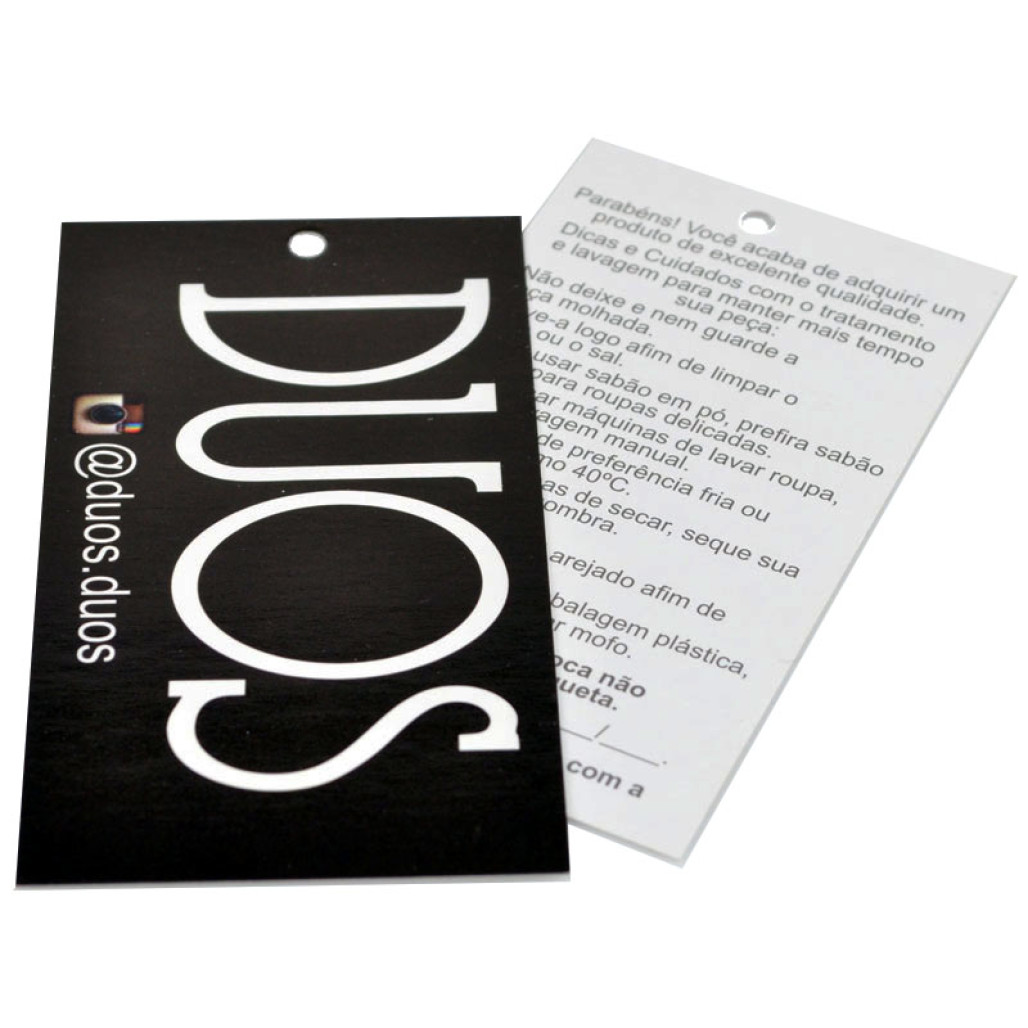 Tag Média ou Cartela Bijú, Tamanho 47 x 87 mm, Papel Couchê 300 g, Diversos Formatos, com Opções Personalizadas - 4