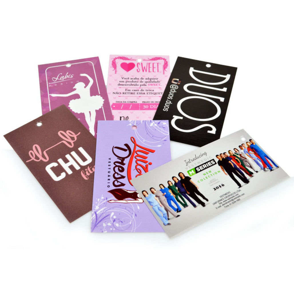 Tag Média ou Cartela Bijú, Tamanho 47 x 87 mm, Papel Couchê 300 g, Diversos Formatos, com Opções Personalizadas - 5