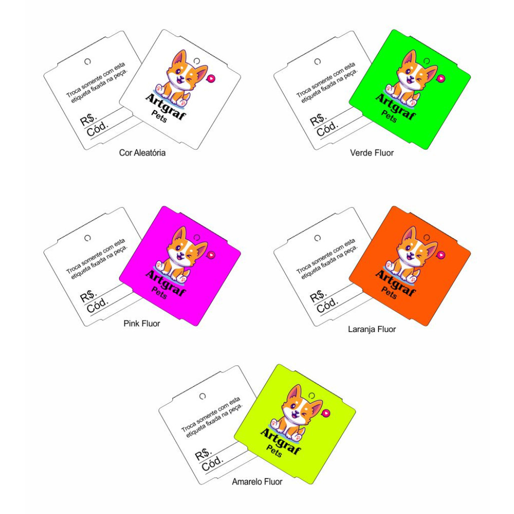 Tag 50 x 50 mm, em Papel Couchê NÃO ADESIVO 150g, com Opções Personalizadas - 3