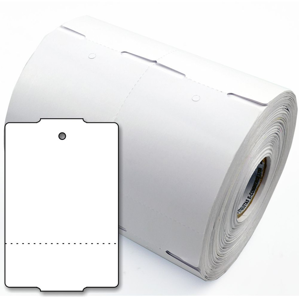 Tag 75 x 50 mm em Papel Couchê NÃO ADESIVO para Impressoras Térmicas