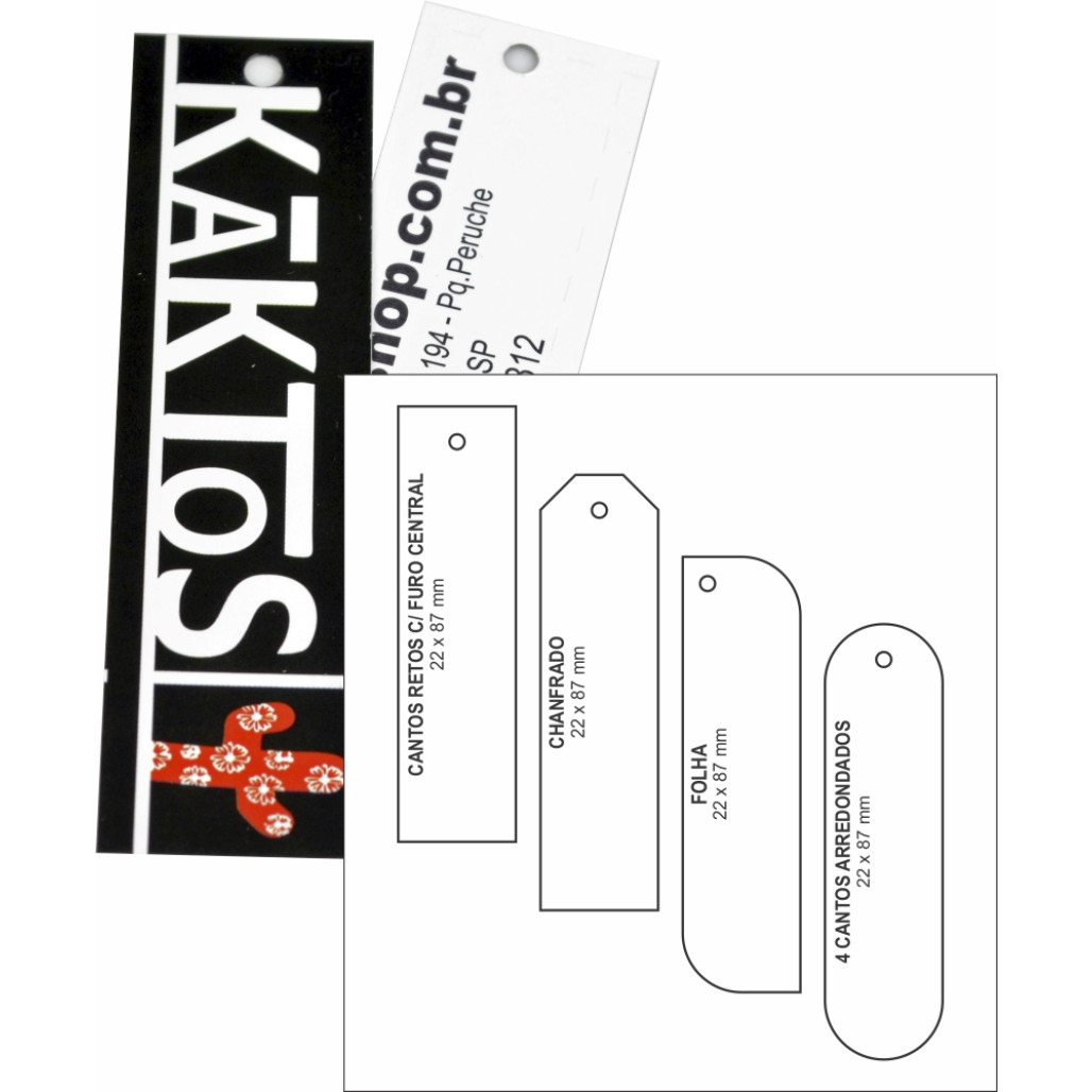 Tag Palito, Tamanho 22x87 mm, Papel Couchê 300 g, Diversos Formatos, com Opções Personalizadas