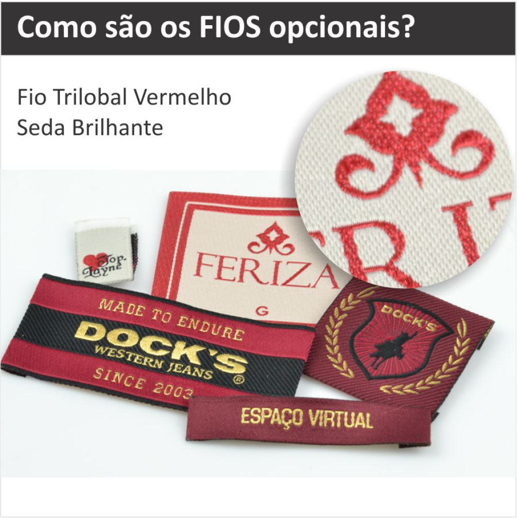 Etiqueta Bordada, 25 ou 28 mm de largura, Diversos Acabamentos, com Opções Personalizadas - 10