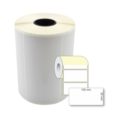 Etiqueta Adesiva em Papel Térmico, 100 x 50 mm x 1 coluna, para Impressoras Térmicas Diretas