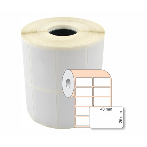 Etiqueta Adesiva BOPP Branco, 40 x 25 mm x 2 colunas, para Impressoras Térmicas