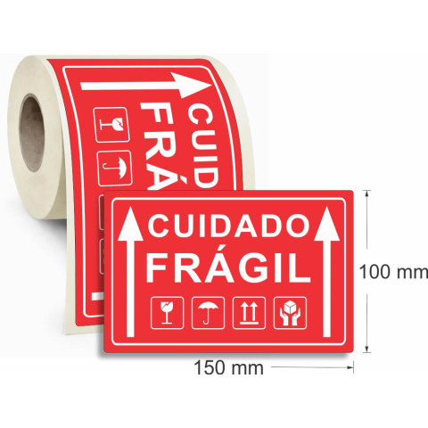 Etiqueta Adesiva Cuidado Frágil 100 x 150 mm