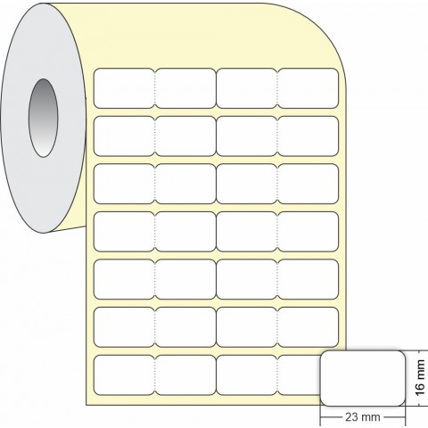 Etiquetas Adesivas em Papel Térmico 23 x 16 mm x 4 colunas, para Impressoras Térmicas Diretas