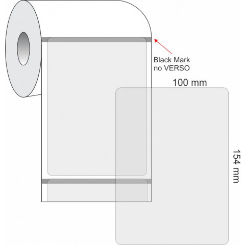 Etiquetas Adesivas BOPP Transparente, 100 x 154 mm x 1 coluna, para Impressoras Térmicas