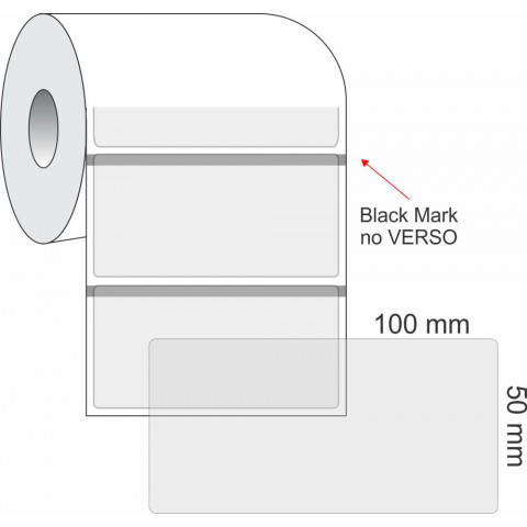 Etiquetas Adesivas BOPP Transparente, 100 x 50 mm x 1 coluna, Rolo com 36 metros, para Impressoras Térmicas