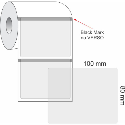 Etiquetas Adesivas BOPP Transparente, 100 x 80 mm x 1 coluna, para Impressoras Térmicas
