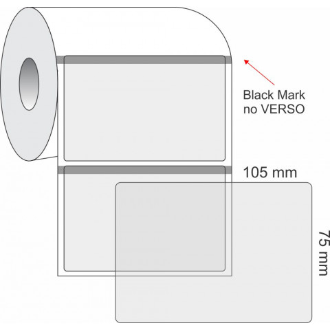 Etiquetas Adesivas BOPP Transparente, 105 x 75 mm x 1 coluna, para Impressoras Térmicas