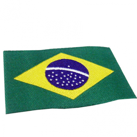 Etiqueta Bordada Bandeira do Brasil - Dobra nas Pontas - Alta Definição - 28 x 40 mm